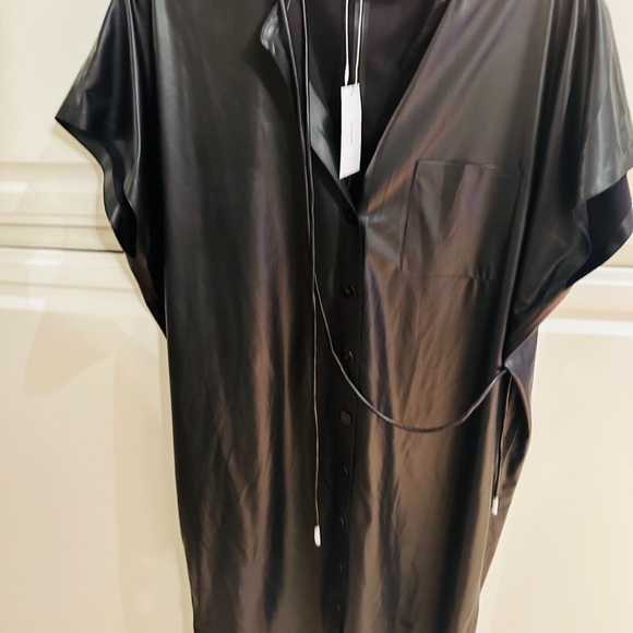 Vince Belted faux leather mini shirt dress - Picture 5 of 9